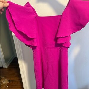 TCEC Fuchsia Ruffle Sleeve Dress